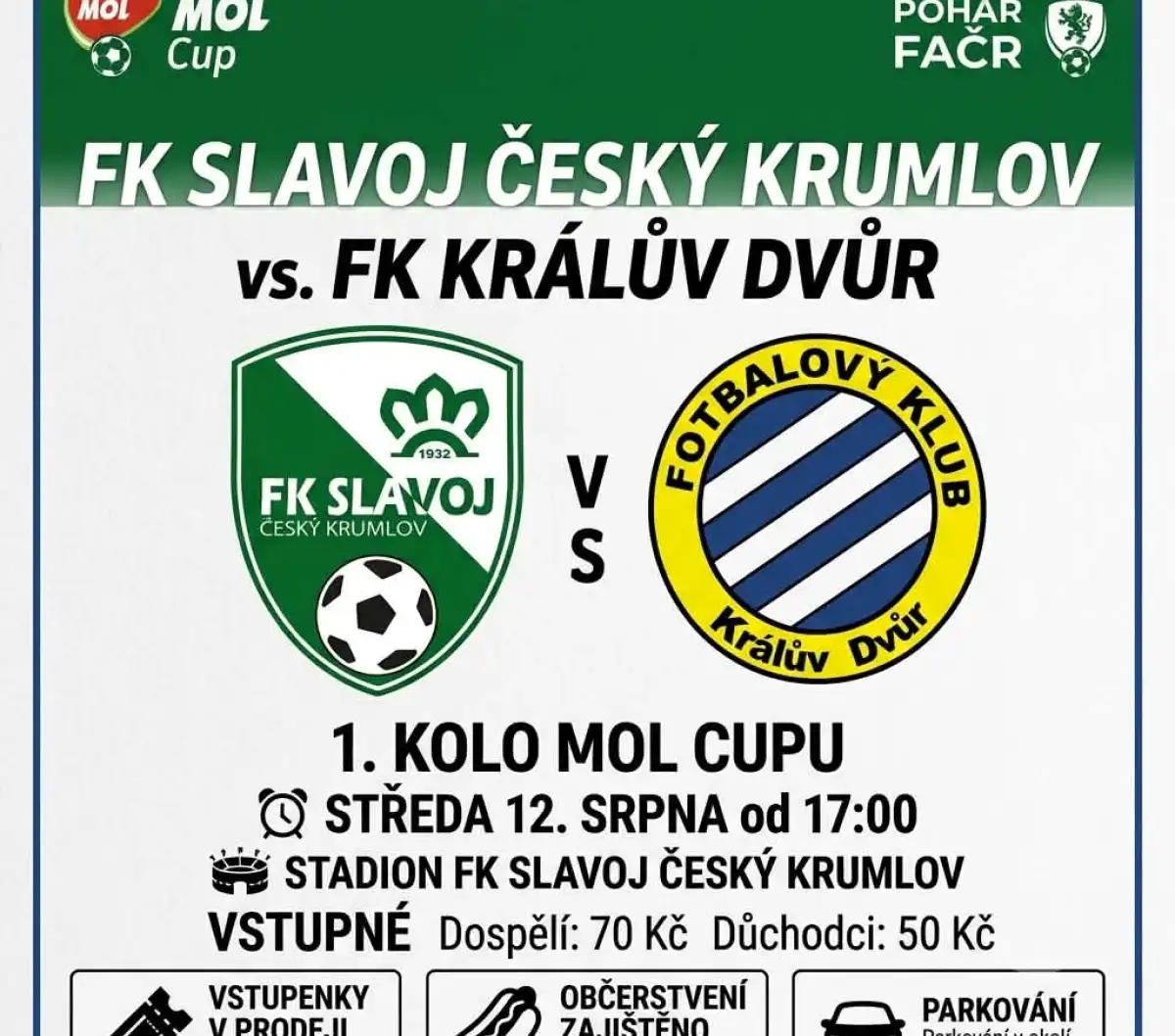 Pozvánka na středeční MOL Cup na Slavoji