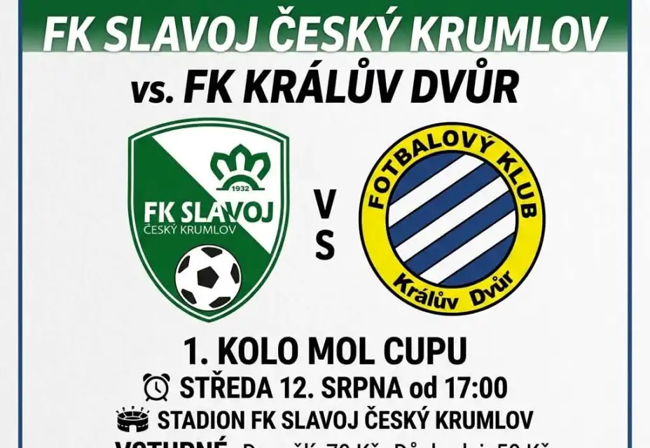Pozvánka na středeční MOL Cup na Slavoji
