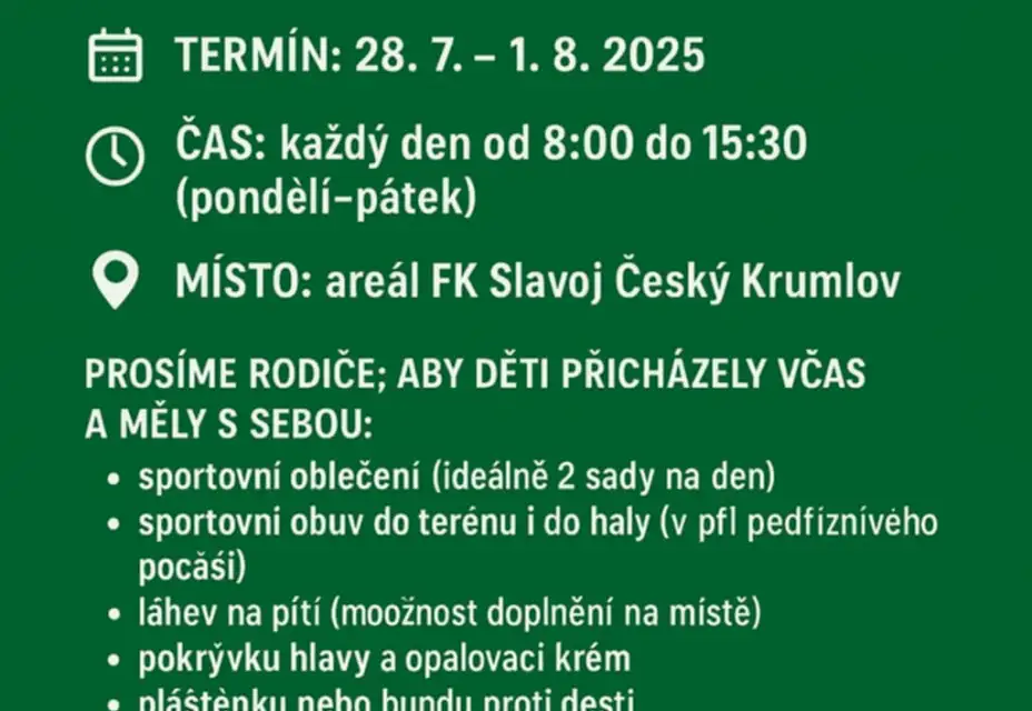 Letní fotbalový kemp se blíží