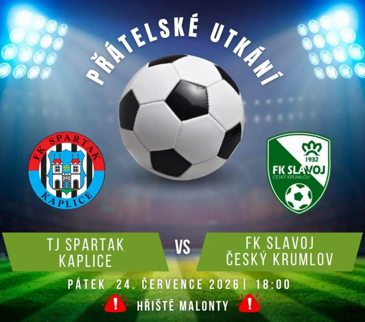 Přípravné derby s Kaplicí už tento pátek v Malontech